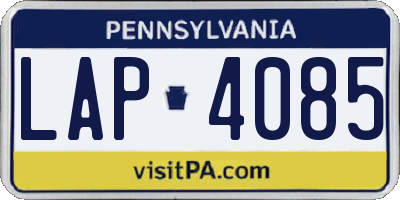 PA license plate LAP4085
