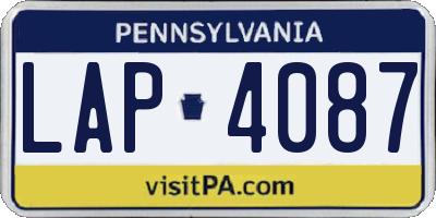 PA license plate LAP4087