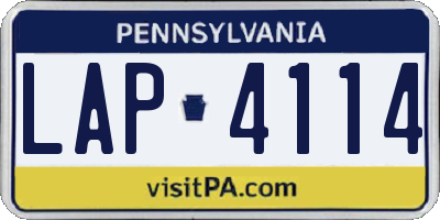 PA license plate LAP4114