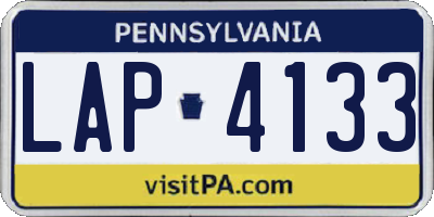 PA license plate LAP4133