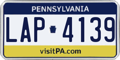 PA license plate LAP4139