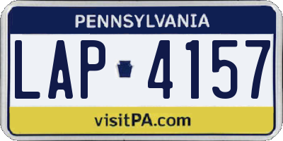 PA license plate LAP4157