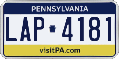 PA license plate LAP4181