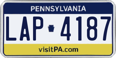 PA license plate LAP4187