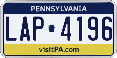 PA license plate LAP4196