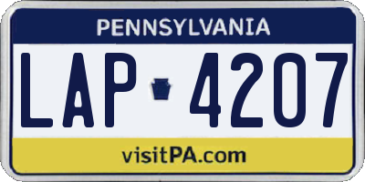 PA license plate LAP4207
