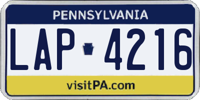 PA license plate LAP4216