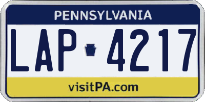 PA license plate LAP4217