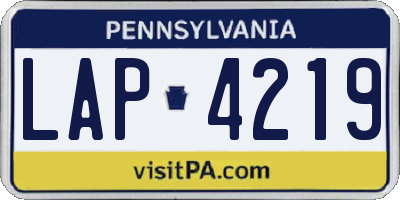 PA license plate LAP4219