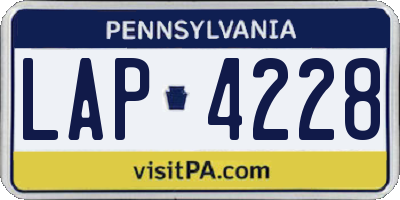 PA license plate LAP4228