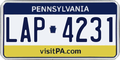 PA license plate LAP4231