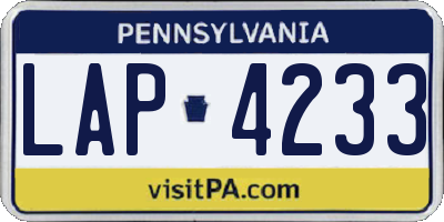 PA license plate LAP4233