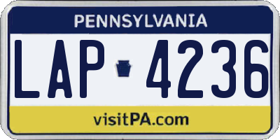 PA license plate LAP4236
