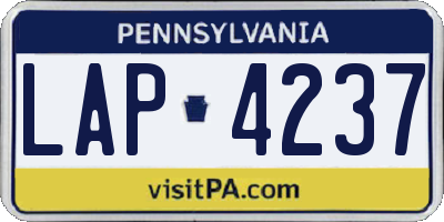 PA license plate LAP4237