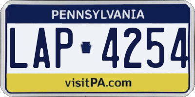 PA license plate LAP4254