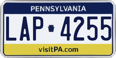 PA license plate LAP4255