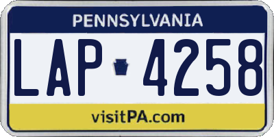 PA license plate LAP4258
