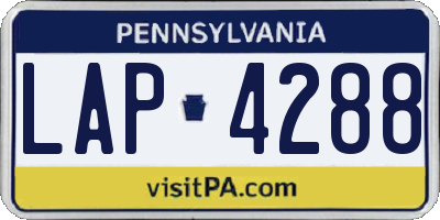 PA license plate LAP4288
