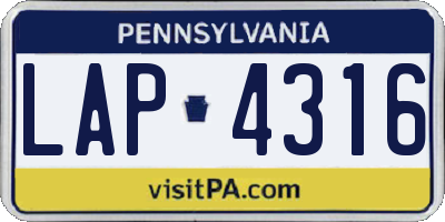 PA license plate LAP4316