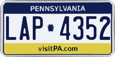 PA license plate LAP4352