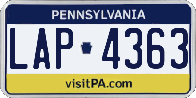 PA license plate LAP4363