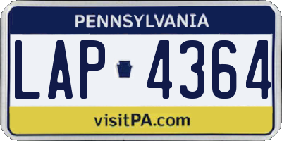 PA license plate LAP4364