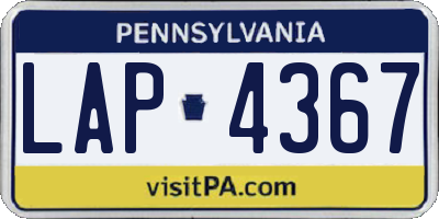 PA license plate LAP4367