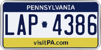 PA license plate LAP4386