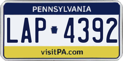 PA license plate LAP4392