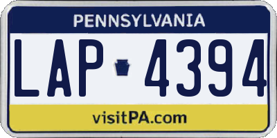 PA license plate LAP4394
