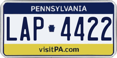 PA license plate LAP4422