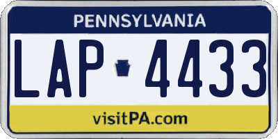 PA license plate LAP4433