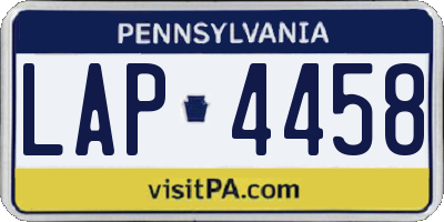 PA license plate LAP4458