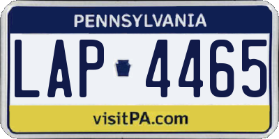 PA license plate LAP4465