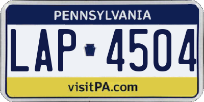 PA license plate LAP4504