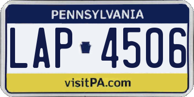 PA license plate LAP4506