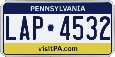 PA license plate LAP4532