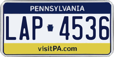 PA license plate LAP4536