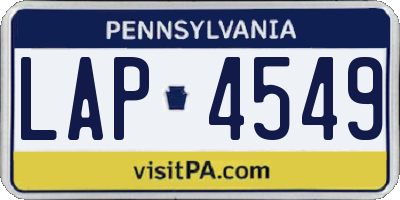 PA license plate LAP4549