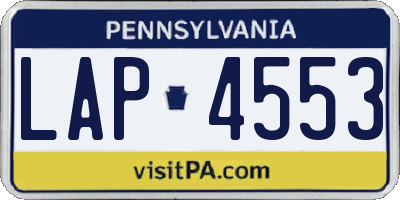 PA license plate LAP4553