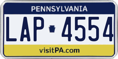 PA license plate LAP4554
