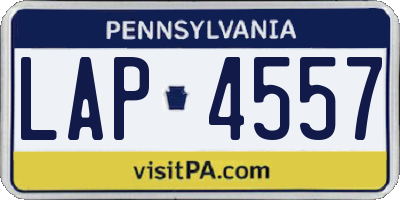 PA license plate LAP4557