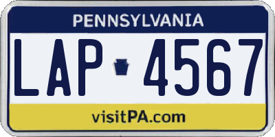PA license plate LAP4567
