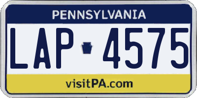 PA license plate LAP4575