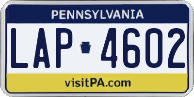 PA license plate LAP4602