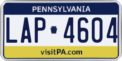 PA license plate LAP4604