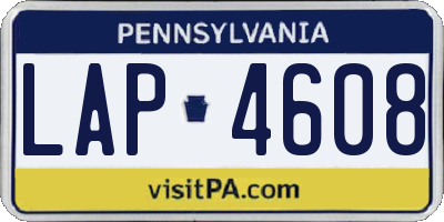 PA license plate LAP4608