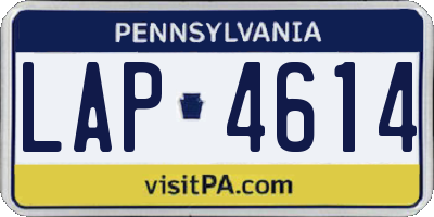 PA license plate LAP4614