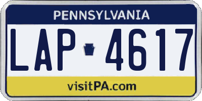 PA license plate LAP4617
