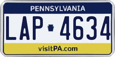 PA license plate LAP4634
